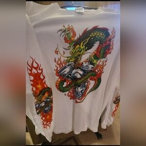 Fiery Dragon Graphic Long Sleeve Shirt 2xl